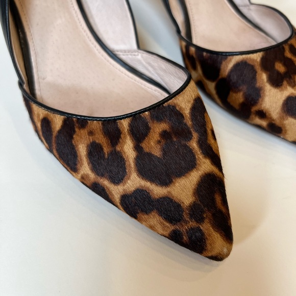 Louise Et Cie Kitten Heel Leather Heels with Calf Hair Leopard Print Toe 9.5 - Picture 4 of 11